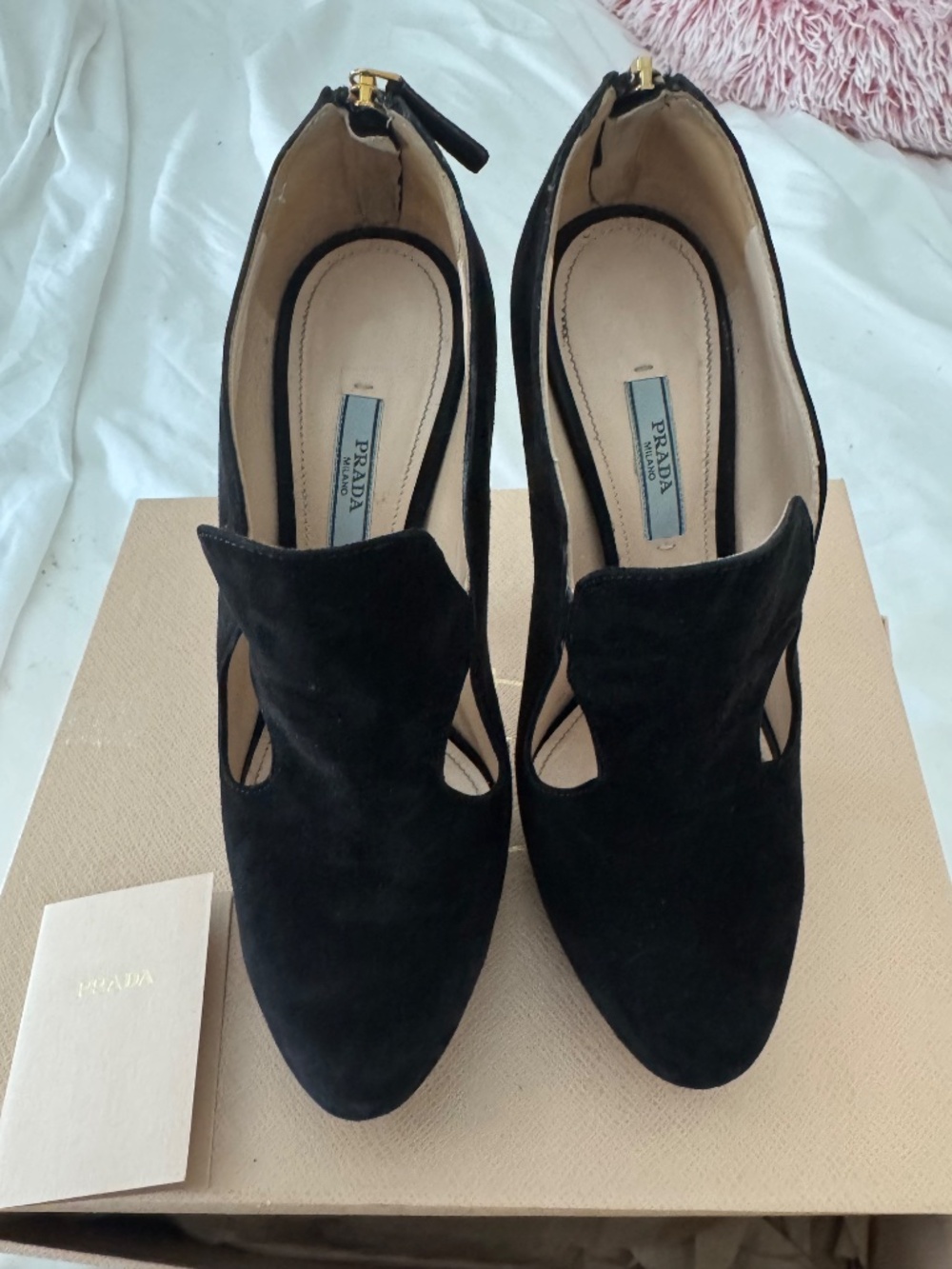 Prada black suede cut-out platform heals - Picture 5 of 6